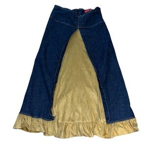 Vintage y2k early 2000s faux suede denim maxi skirt